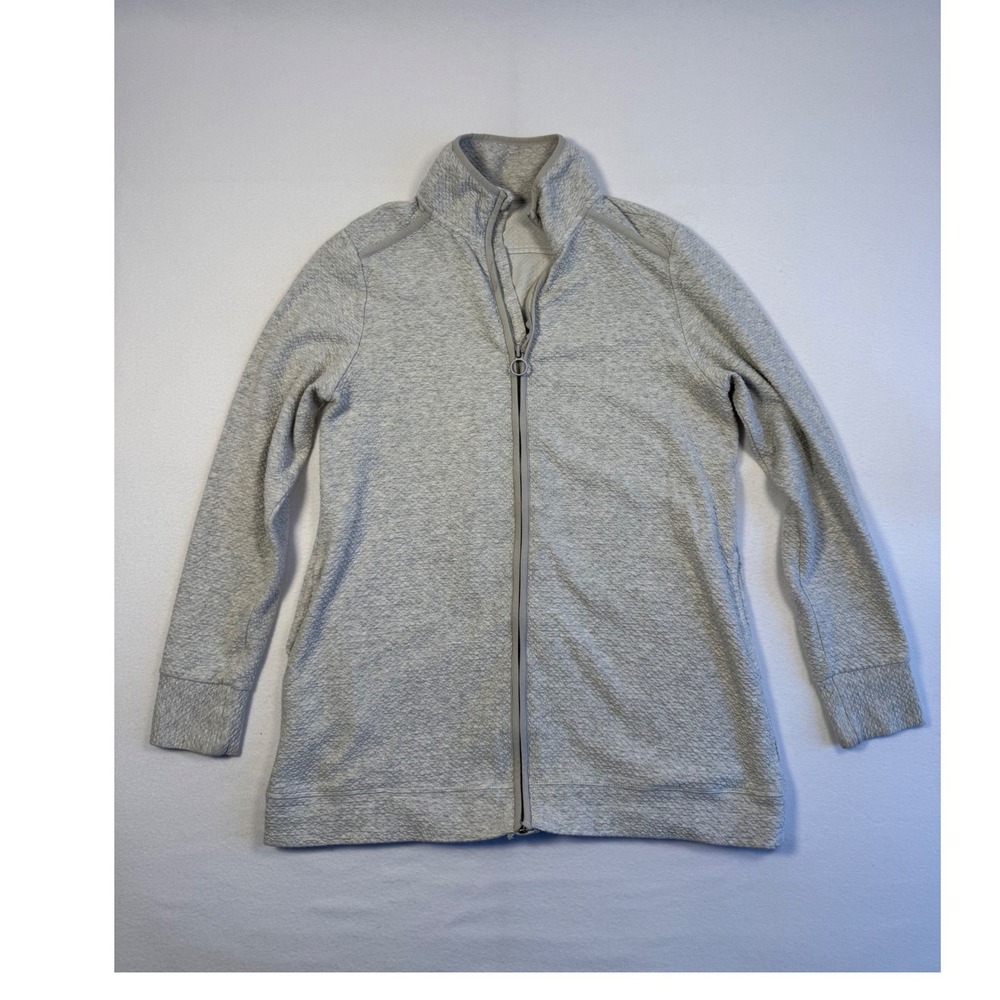 Athleisure‎ White Quilted Full Zip Mock Neck Jacket Womens L White/Grey